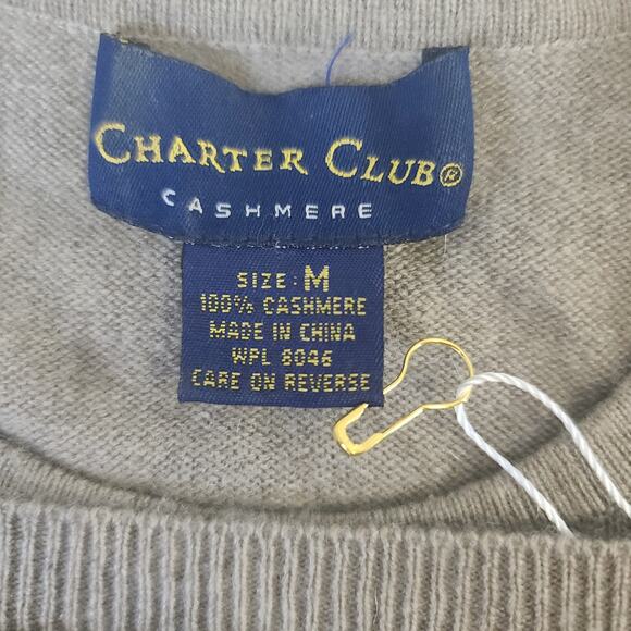 Charter Club Cashmere women's long sleeve crew neck sweater Heather Size Medium - Picture 5 of 7